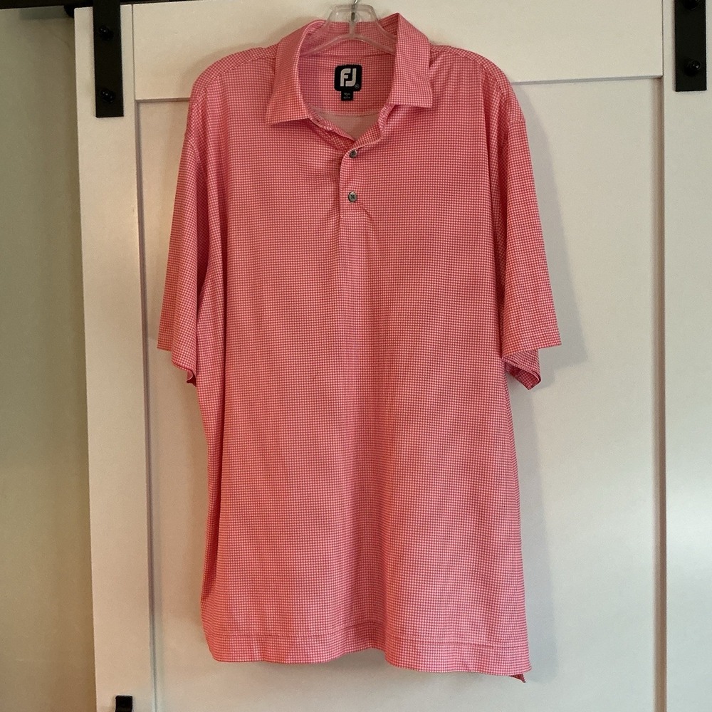 FootJoy FJ ProDry Houndstooth‎ Print Lisle Golf Polo Pink Mens XL Preppy